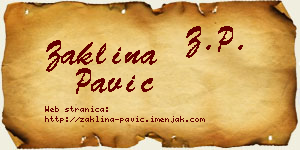 Žaklina Pavić vizit kartica